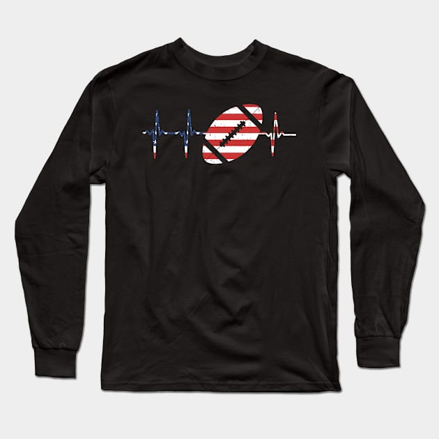 Football Player Shirt | Heartbeat 4th Of July Gift Long Sleeve T-Shirt by Gawkclothing